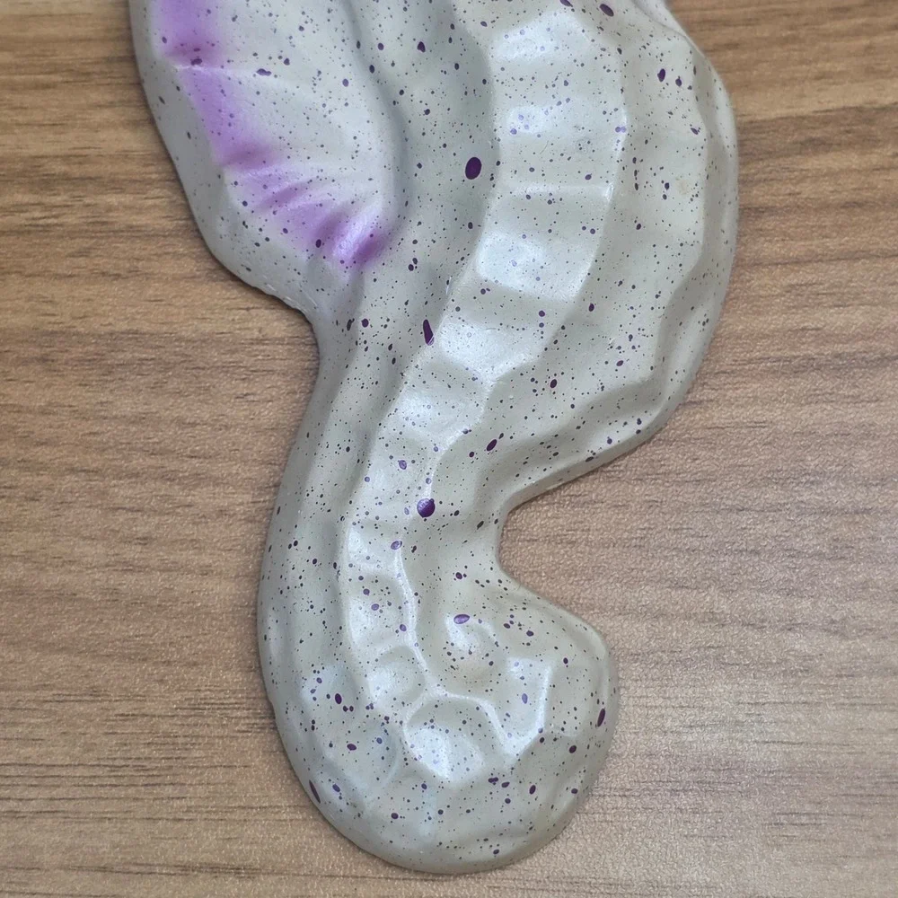 Vintage 3 Seahorse MCM Chalkware Wall Decorations Cream and Purple Beach House